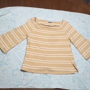 Anthropologie golden yellow and white stripe shirt